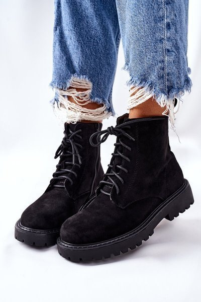 Suede Zipper Boots Black Belados