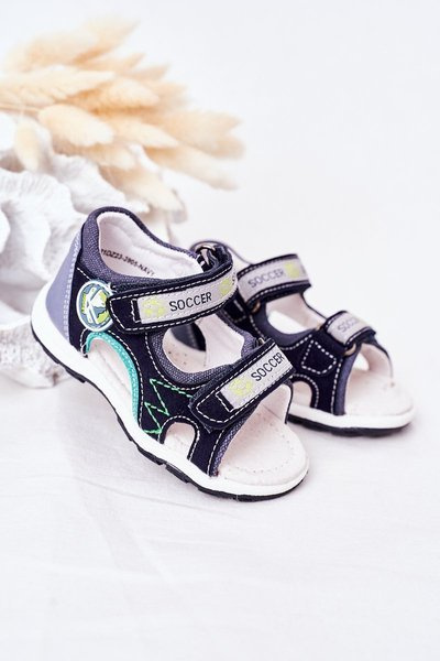 Children's Velcro Sandals Navy Soccer