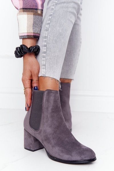 Bottines Chelsea Isolées Pour Femme À Talon Bloc Gris Juliette