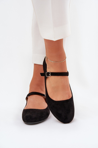 Ballerines Avec Sangle Éco Daim Noir Arrivara