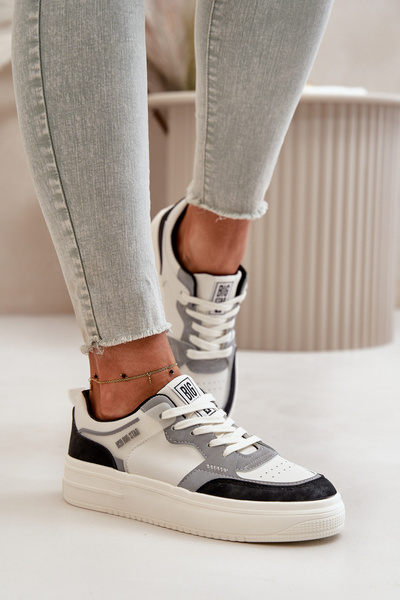 Adidași Joși Femei Din Piele Eco Big Star OO274028 Alb-Gri