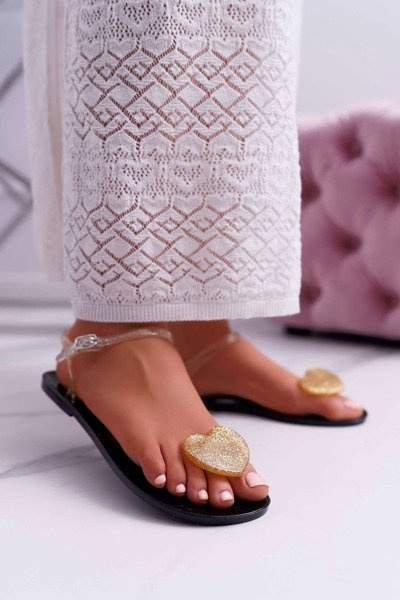 Women's Flat Rubber Heart Sandals Gold Imanda