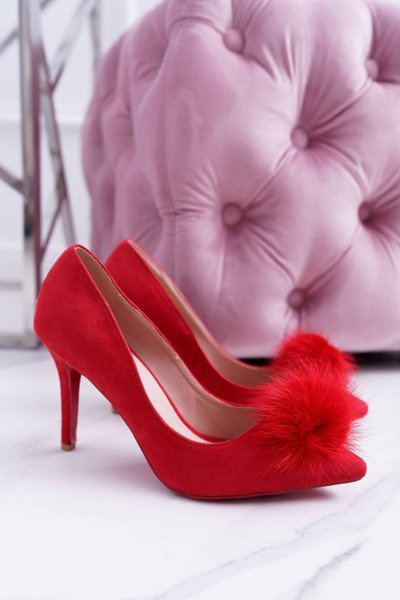 Escarpins Femme En Daim Rouge Lu Boo Pompon