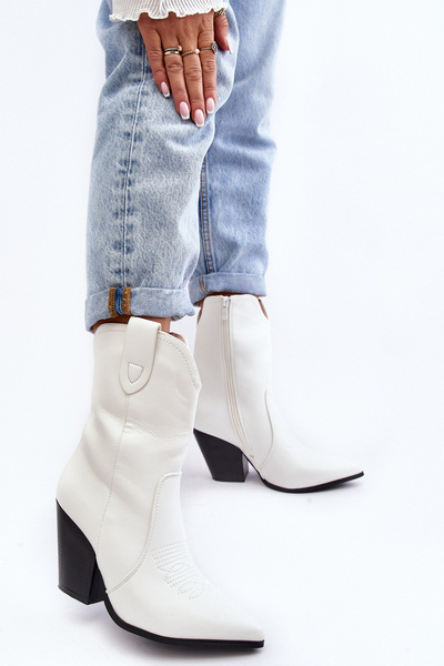 Bottines Cowboy À Talon Pour Femme Blanc Melaitia