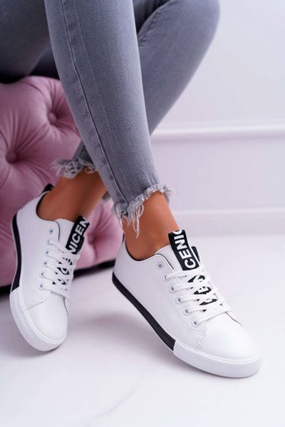 Damen Sneakers Weiß Schwarz Strap Nigrid