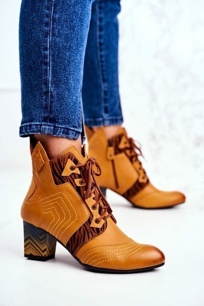Bottes Femme Baskets En Cuir Maciejka Jaune 03194