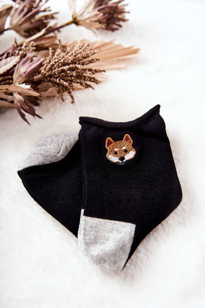 Gyermek sajtó nélküli zokni Fox Black