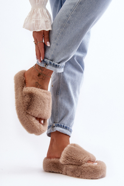 Chaussons Fourrure Femme Beige Biella
