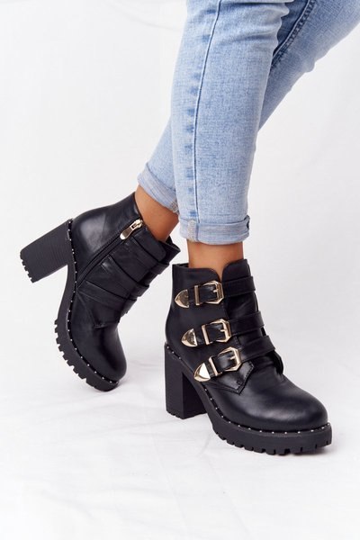 Bottes À Talon Bloc Lu Boo Noir