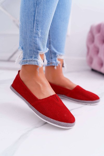 Femei piele din piele de căprioară Espadrilles Red Bimbo