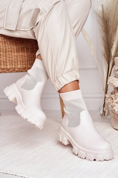 Women's Sock Booties Workers Ecru Stormy