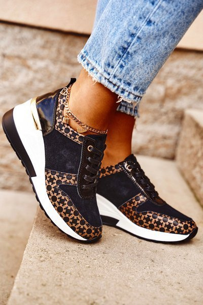 Chaussures de sport pour femmes, baskets en cuir noir blanc Metronus