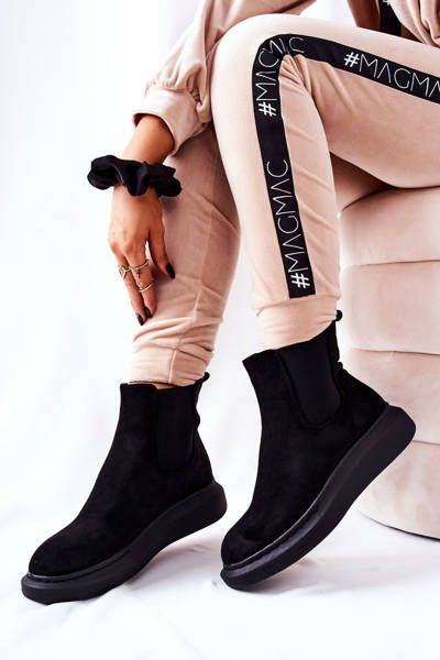 Bottines À Lacets Plateforme En Daim Noir Marissa