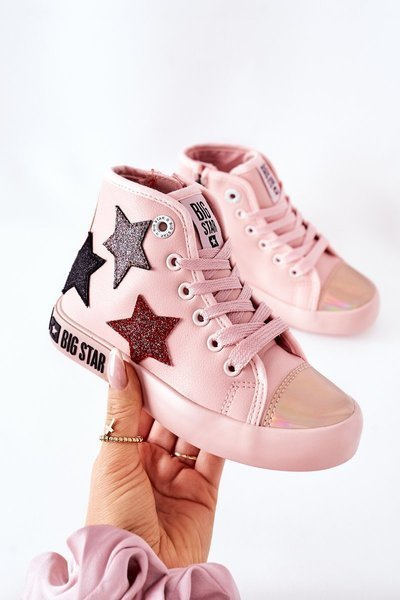 Adidaje înalte pentru copii cu un fermoar Big Star II374030 roz