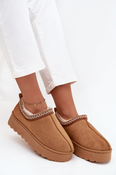 Cizme de zăpadă scurte pentru femei cu broderie pe platformă Camel Taliah