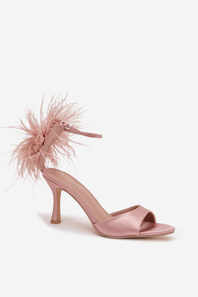 Sandales à talon avec plumes rose sale Caelina