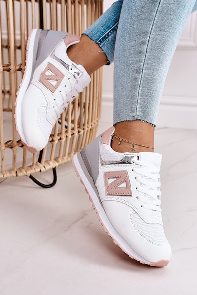 Damen Sportschuhe Turnschuhe Weiß-Rosa Last Minute