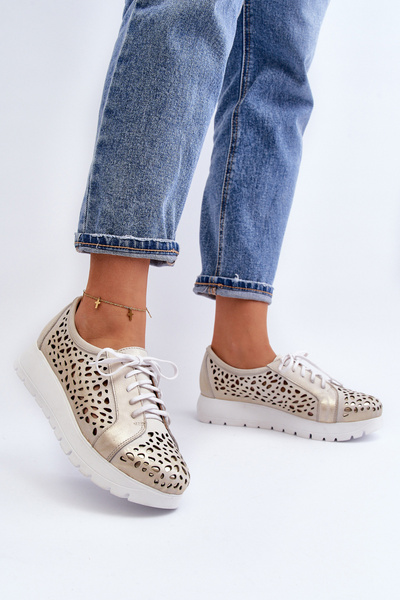 Demi-chaussures à plateforme en cuir Beige Hypnosis