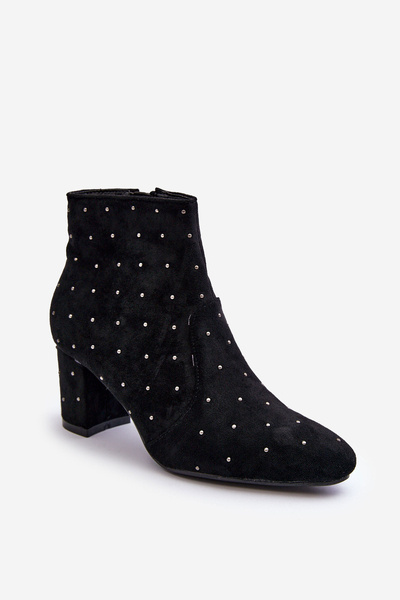 Bottes en daim pour femmes ornées de clous noir Antede