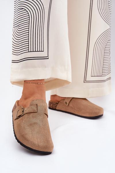 Sabots pour femmes et sur plateforme avec boucle khaki Selio