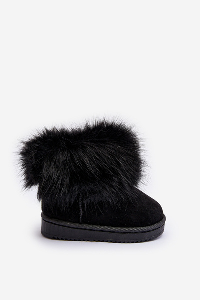 Kinder Gefütterte Schneestiefel Mit Fell Schwarz Nohie
