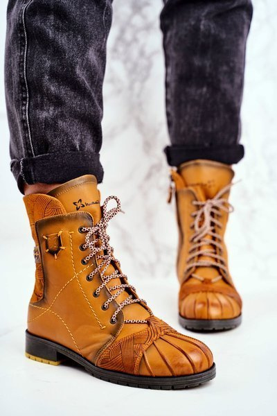 Damen Warm-up Lederstiefel Maciejka Gelb 03961-07