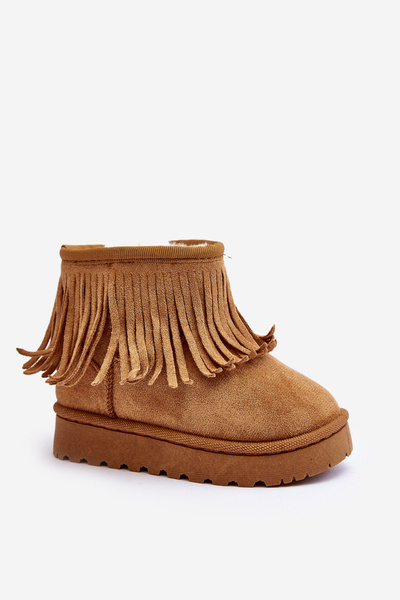 Bottes de neige enfant à franges décoratives Camel Nimia