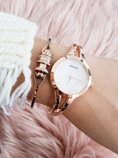 Montre-bracelet élégante en or rose pour femme Ernest