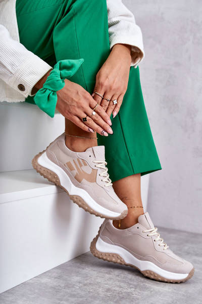 Chaussures de sport pour femmes nouées beiges Tolea