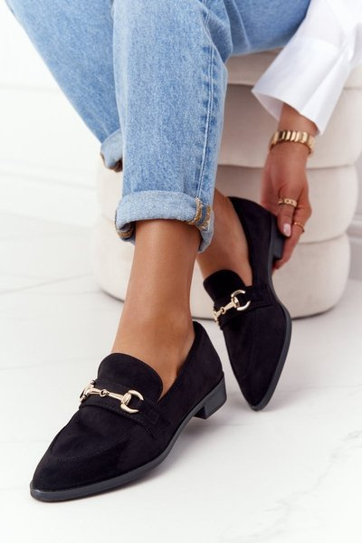 Elegant Women's Loafers S.Barski Suede Black