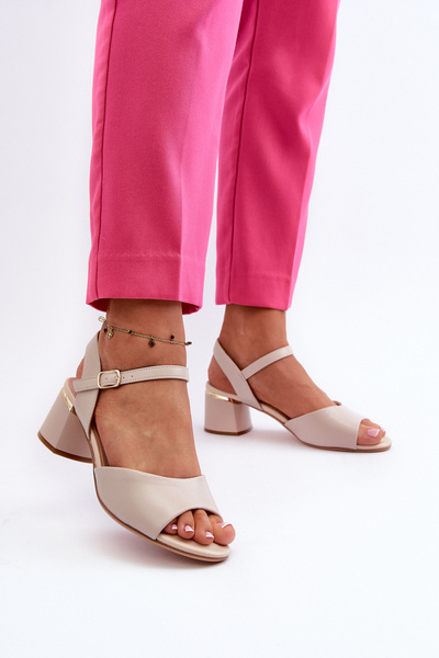 Sandales en cuir écologique à talons bas pour femmes Sergio Leone SK876 gris clair