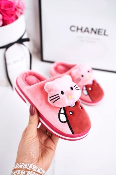 Vaikiškos izoliuotos namų šlepetės Bright Pink Kitty