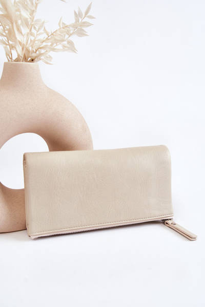 Women's Large Magnet Wallet Beige Connes