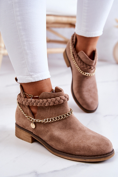 Suede Boots With A Chain Brown Talitha