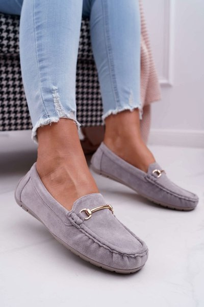 Women's Mokassins Grau Wildleder Sonnero