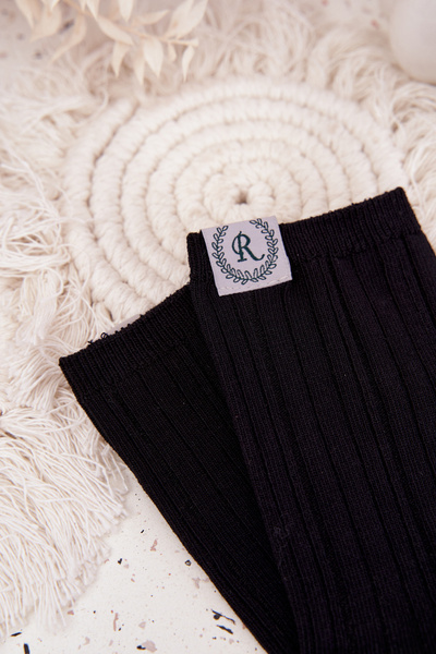 Chaussettes en coton rayées pour femmes noires