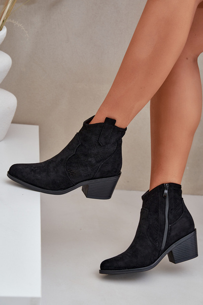 Bottes Cowboy Aérée Avec Fermeture Éclair En Daim Écologique S.Barski HY51-061 Noires