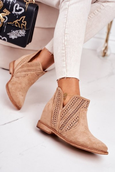 Bottines Ajourées Sur Compensées Beige Mélanie