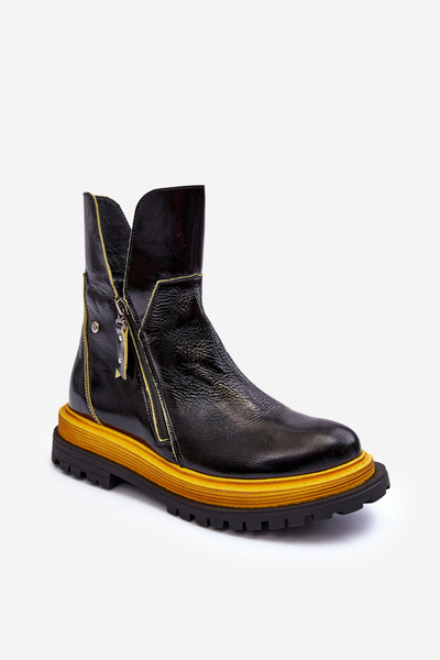 Leder-Lack-Stiefel Damen Maciejka 05747-07 Schwarz