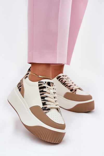 Baskets Femme sur Plateforme Massif Zebra Beige Tamorniel