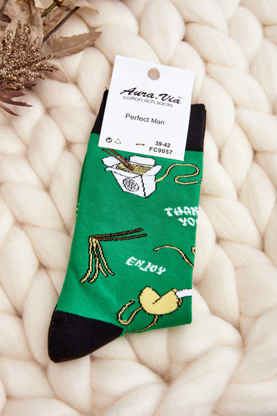 Chaussettes Homme à Motifs Nouilles Asiatiques Vert