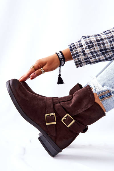 Bottines en Daim avec Boucles Marron Renisse