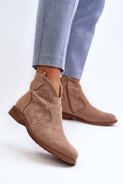 Bottines découpées pour femmes en beige S.Barski HY66-151