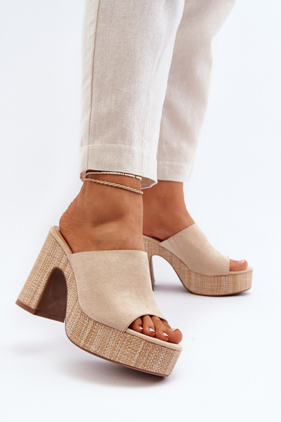 Sandales pour femmes à talon épais Beige Siobhan