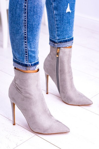 Lu Boo Grey Suede Stiletto Boots Veneci