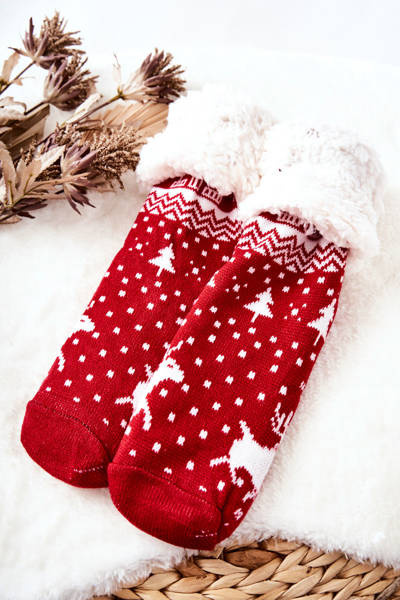 Chaussettes Longues Motif Noël Renne Rouge