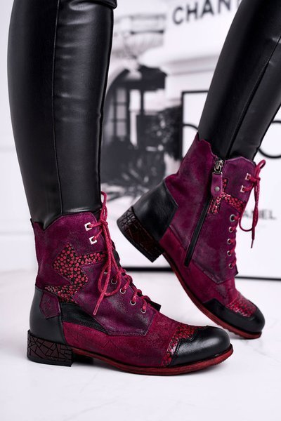 Damen Warm-up Lederstiefel Maciejka Lila 04625-23