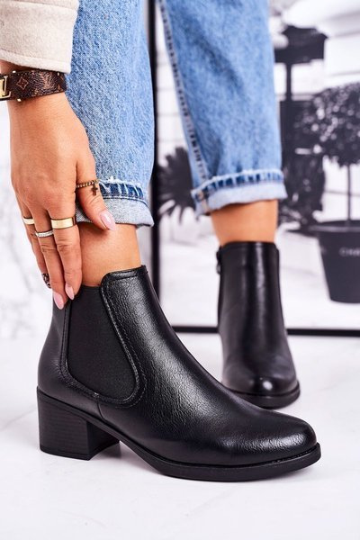 Bottines Chelsea Isolées Sur Talon Pour Femme Noir Forevermore