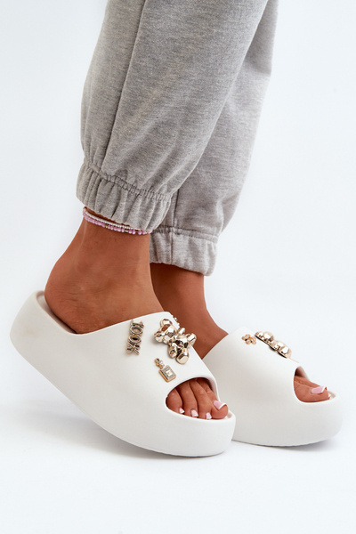 Sandales Légères En Mousse Pour Femme Avec Décorations Blanc Orchia