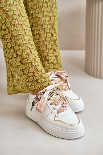 Damen Sneakers Auf Plattform Mit Dekorativem Schnürsenkel Weiß Mistra